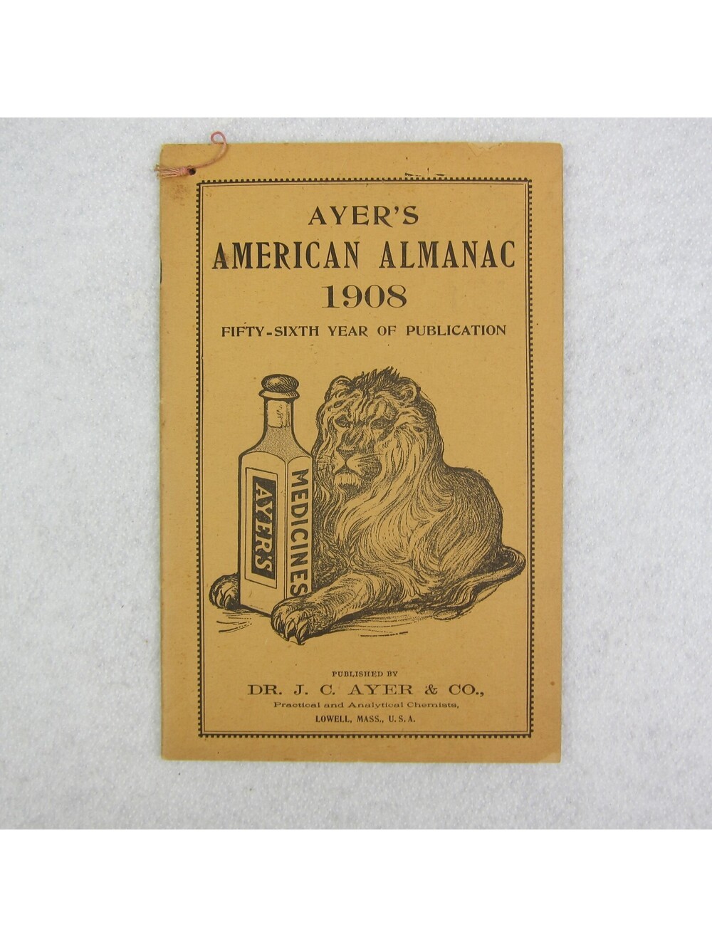 Ayer's American Almanac Quack Medicine Medical Advertising Antique 1908 RARE